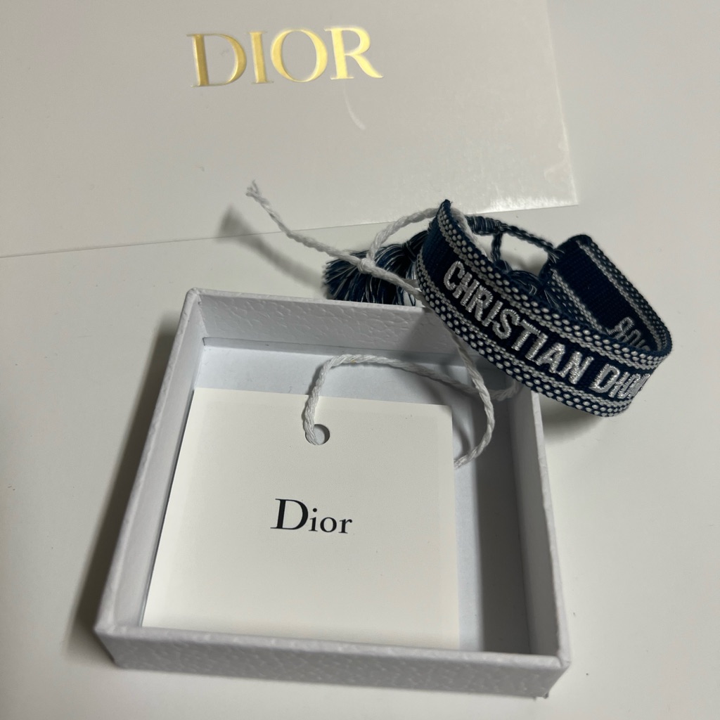 Christian Dior Friendship Bracelet Navy White Embroidered Bracelet Women